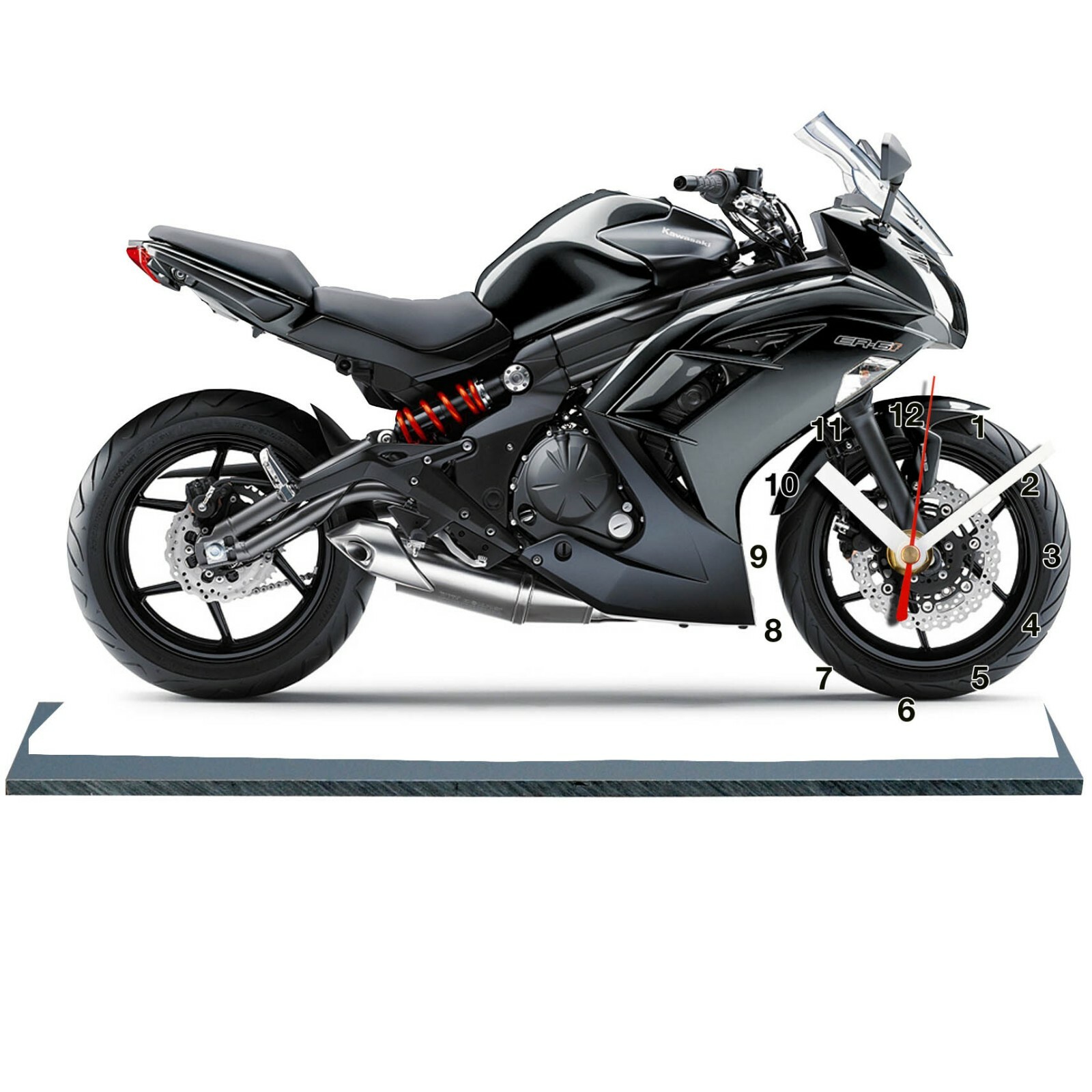 Horloge miniature Kawasaki ER6F déco murale atelier