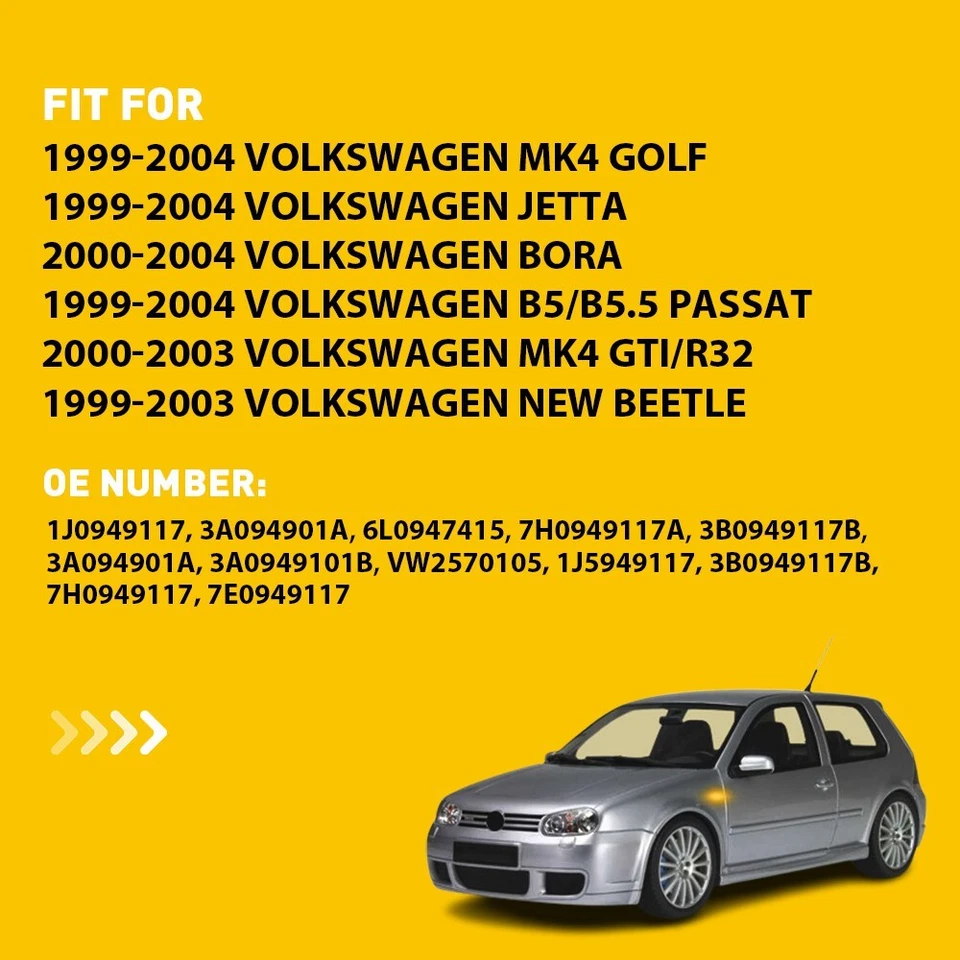 DYNAMIC LED SIDE MARKER FENDER TURN SIGNAL LIGHTS FOR VOLKSWAGEN MK4 GOLF  JETTA - Image 2 of 4