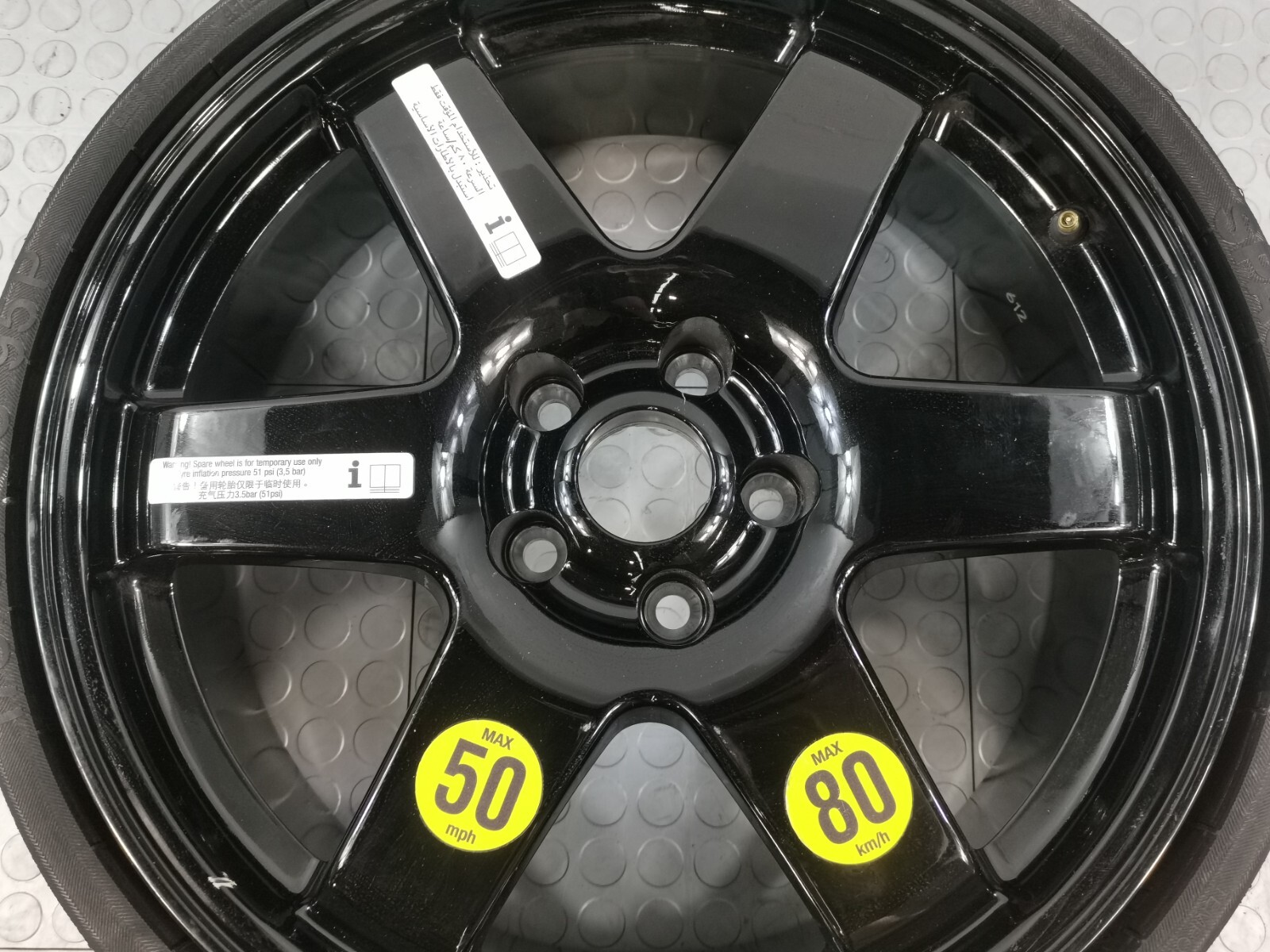 2015 Maserati QUATTROPORTE EMERGENCY SPARE WHEEL 18" TIRE DONUT 670010518