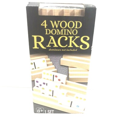 NIB! SPINMASTER Set of 4 Wood Domino Racks-Mancave Ready-FAST SHIP!