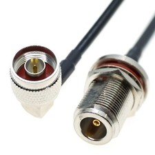 N Type male plug right angle to N Female jack Bulkhead RF RG58 Coaxial cable Lot