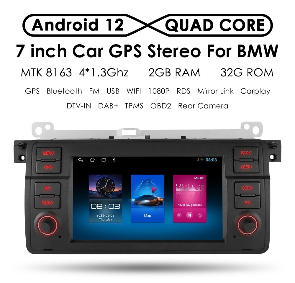 Eonon 9" Android 13 CarPlay Radio For BMW E46 3 Series – GPS Navigation Stereo