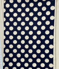 Clearance 1/2Yd Dark Blue W/ White Polka Dots Cotton Blended Fabric 1 3/4" Dot