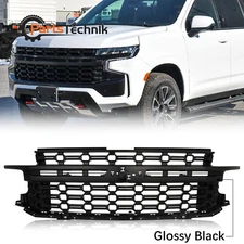 Glossy Black Front Bumper Grille Assembly For 2021-2024 Chevy Tahoe/Suburban