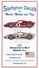 Starfighter Decals 2401 1/24 Mercury GT40 Mk II Daytona 1967 24-Hours Race for F