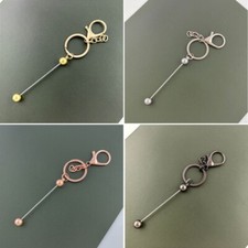 Stainless Steel Lobster Buckle Keyring Gradual Color Beaded Keyholder Women Men