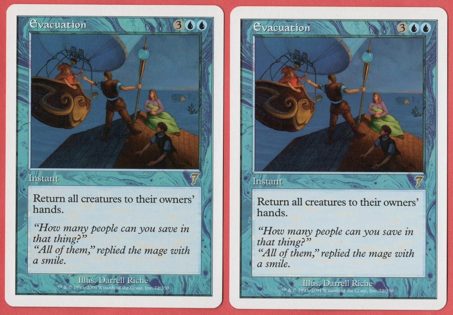 Evacuation x2 2x 2001 MTG Core Set 7th Edition Blue Rare Instant NM AZ2