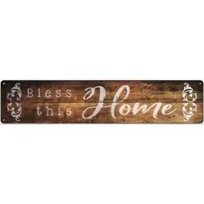 Bless This Home Wood Silhouette 3''x12'' metal street sign plaque Home Door Garage