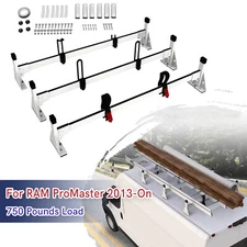 3 Bar Van Ladder Roof Rack For Ram Promaster 2013-2024 White - 57'' Steel