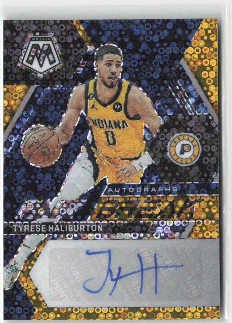2022 Panini Mosaic Tyrese Haliburton 06/10 Gold Fast Break Auto #FB-HAL