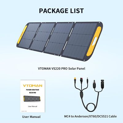 VTOMAN Portable Solar Panel for Power Station, 220W 48V Foldable