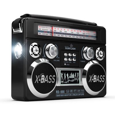 New RD-666 Retro AM/FM/SW 3-Band Portable Radio w/ Bluetooth