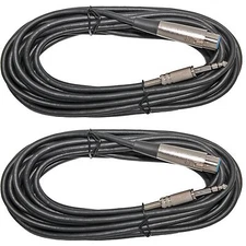 2 Pack 25 ft 3pin XLR Female to 1/4 TRS BALANCED Shielded Microphone Mic Cable