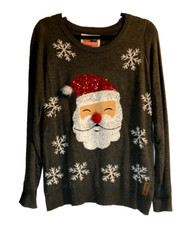 Tipsy Elves Sequin Santa Ugly Christmas Sweater Women  s Size M