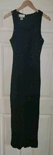 Vtg. Lawrence Kazar 100 Silk Black Beaded Evening Gown Slit Sheath Sz. Medium