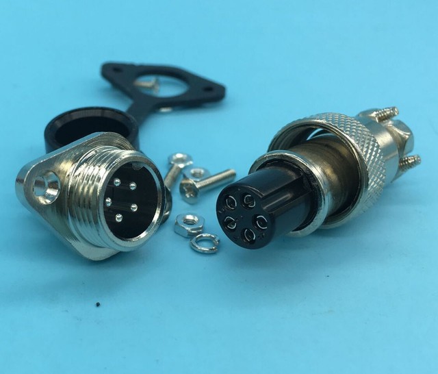 2 sets 5Pin Aviation Plug & socket Connector M12 Panel Mount Flange Panel & cap eBay