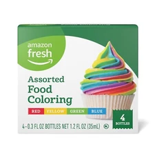 Amazon Fresh Assorted Food Coloring 4-Pack 1.2 Fl Oz (Happy Belly)