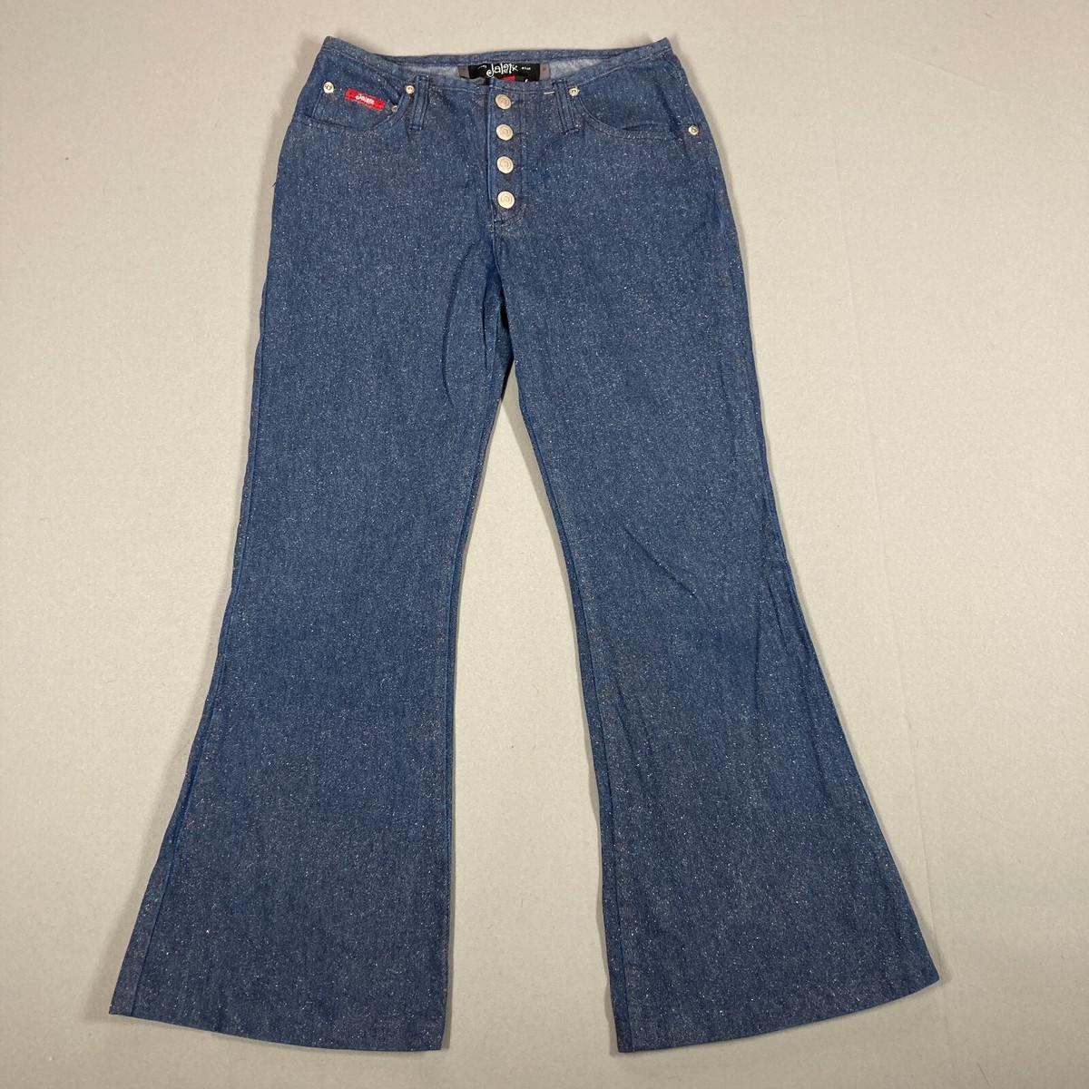 Vintage 90s 00s Y2K GLITTER Flare Low Rise Denim Jeans Size  