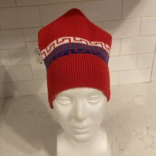Vintage WIGWAM Mills Acrylic Ski Hat Beanie Red Made in USA
