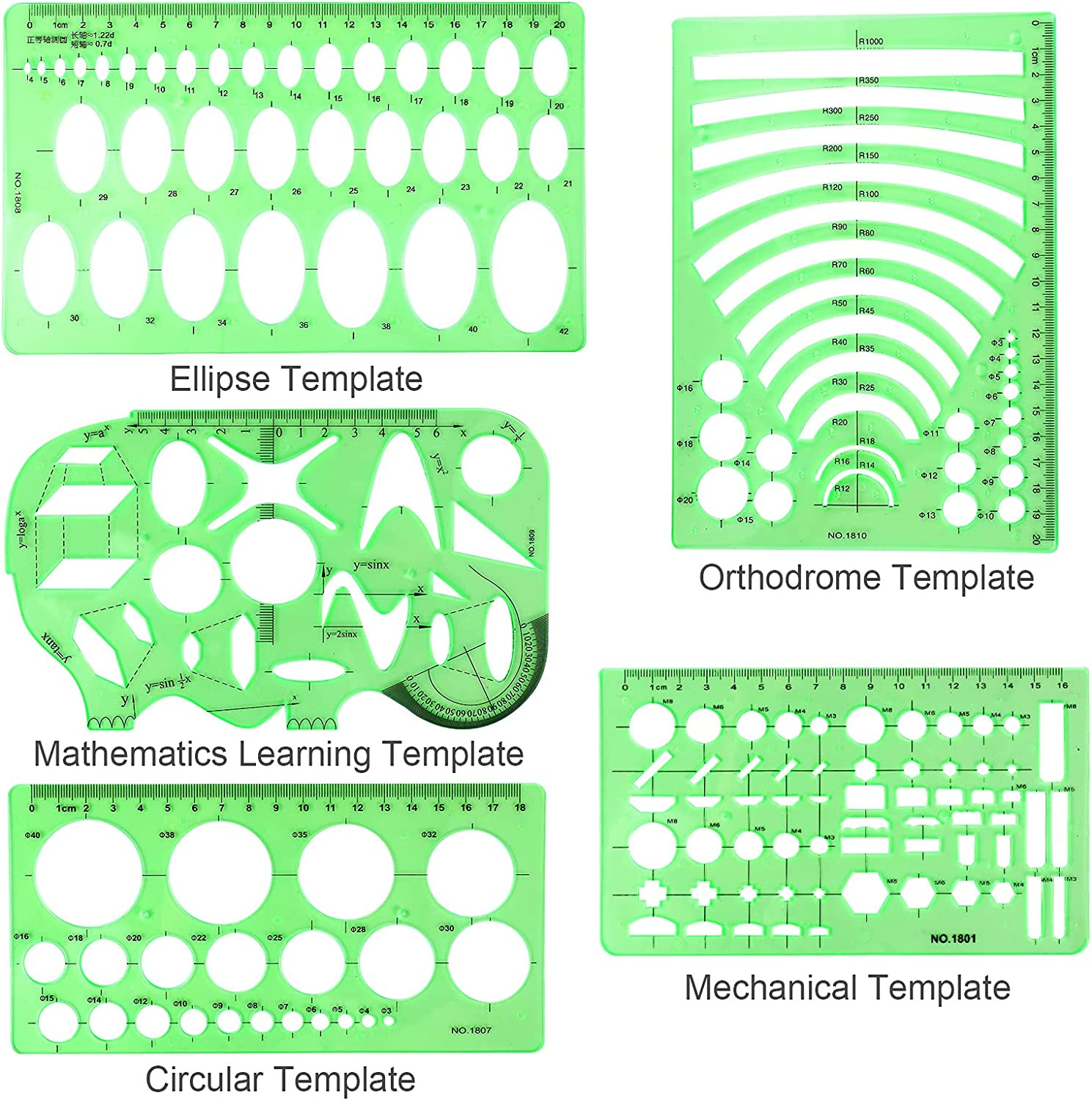 11PCS Geometric Drawings Templates, Drafting Stencils Measuring Tools, Betybedy 