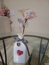 1 Set Crystal Foil Rose Flower Artificial Flowers In Vase Valentine's Day Gifts