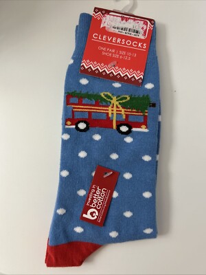NWT Dress Socks Fire truck Bus Tree Novelty Holiday Men 10-13 Cleversocks