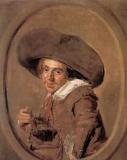 Oil painting frans hals - young man in a large hat male portrait hand painted