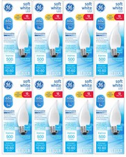 Case Of 8 Ge Soft White Led Chandelier Candle Bulb 5 Watt 500 Lumen Medium Case Of 8 Ge Soft White Led Chandelier Candle Bulb 5 Watt 500 Lumen Medium