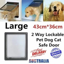 Large Size 2 Way Lockable Pet Dog Cat Safe Security Brushy Flap Door Black AU