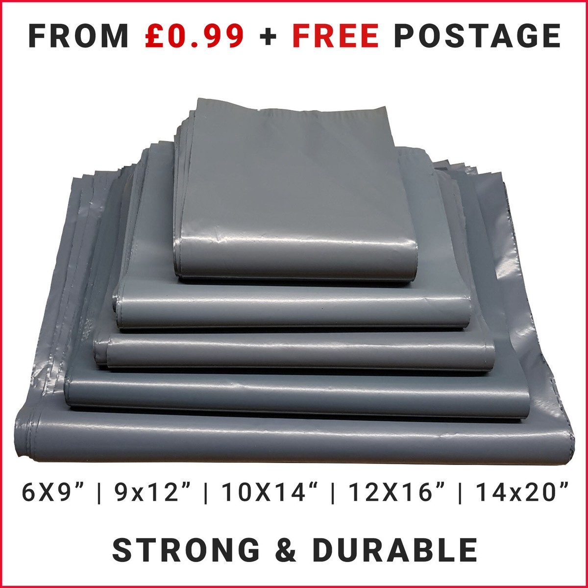 Shipping Bags 100 Mixed Sizes Grey Postal Mailing Bags - Self Seal Poly Mailers Envelopes 6 In X 6 In Envelope Bags & Poly Mailers - Foto 3