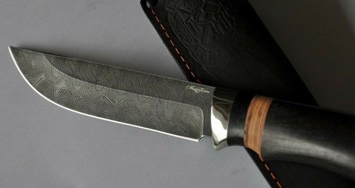Nazarov Cuchillos Rusia Damasco Exterior Caza Cuchillo Овод-2 hecho a mano HRC62 - Imagen 3 de 8