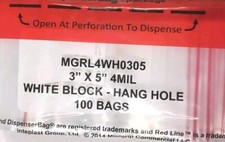 WHITE Block Bags RELOC ZIPPIT 3x5 4mil H. D. 3 x 5" 4 Mil Bags 100 