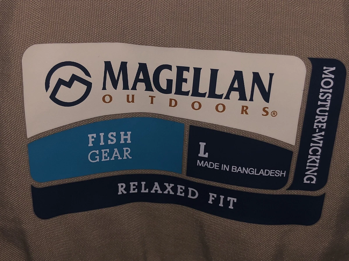 Magellan Fish Gear Men’s L Fishing Shirt Short Sleeve Vented Gray Relaxed Fit