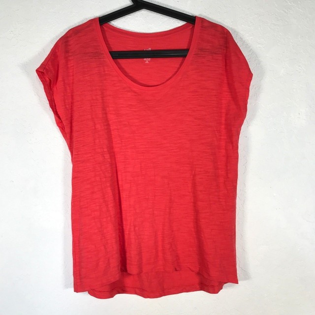 J Jill Scoop Neck Slub Tee XS Petite Sleeveless Cotton Pink Coral eBay