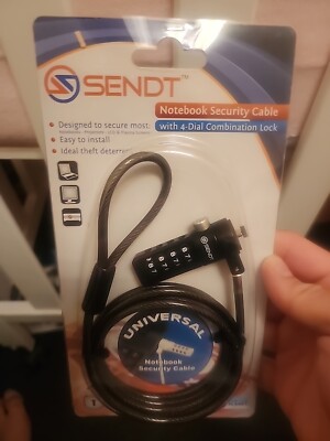 Sendt Notebook Lock Security Cable With 4-Dial Combination Black BRAND NEW