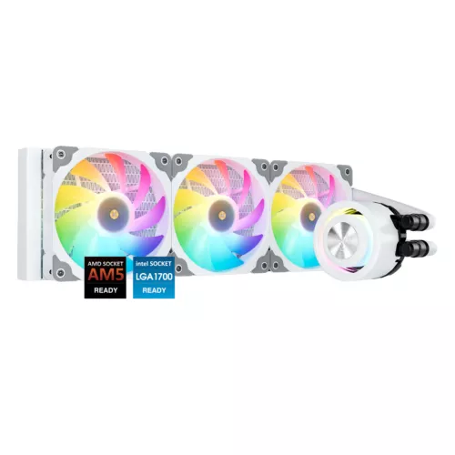 Vetroo V360 White Liquid CPU Cooler 360mm ARGB & PWM Fans for LGA 185 AMD AM5