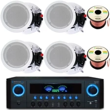 Home Theater System- 1000W Bluetooth Amplifier, 4x8" Ceiling Speakers, Wire
