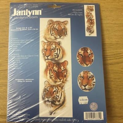 Janlynn ''Tiger Pack'' Vintage Cross Stitch Kit New 8''x22'' #013-0334