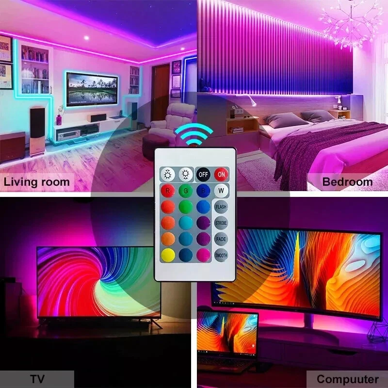 LED Strip Lights RGB Room USB Bluetooth WiFi IP65 Waterproof 5050 +Remote 5M-30M - Image 3 of 4