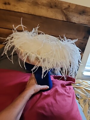 Whittall and Shon Durdy Straw Hat W/ Feathers & Sequins Approx Size  22 1/2'' 