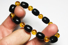 Authentic Amber Bracelet Natural baltic Amber pressed beads elastic B-239