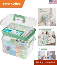15QT Clear Medicine Organizer Box with Handle, Plastic Medicine Container wit...