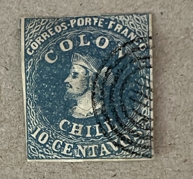 Chili 1854 Columbus, Deep Blue, Used Scarce,SCV $275
