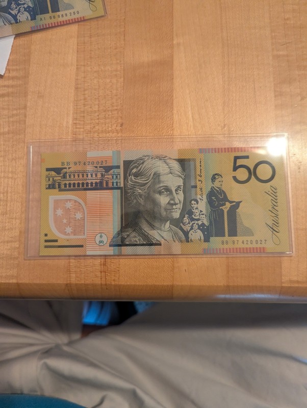 AUSTRALIAN BANKNOTE $50 FIFTY DOLLARS 1997 GEN PREFIX BB