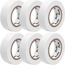 6 Pack White Electrical Tape - Waterproof PVC Tape 0.75 Inch Wide - Weather R...
