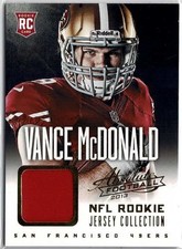 2013 Panini Absolute Vance McDonald 49ers Rookie Jersey Collection Card No. 11. rookie card picture