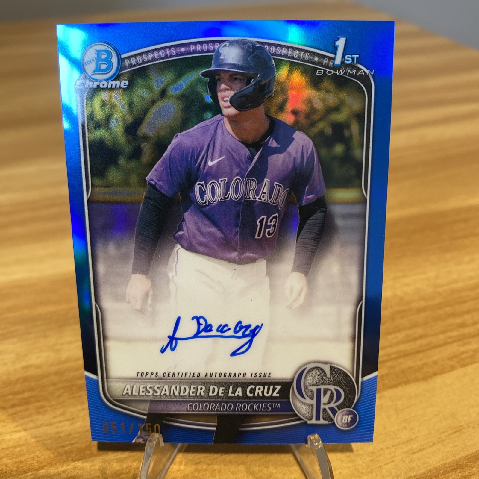 2025 Bowman Chrome Prospect Autographs Alessander de La Cruz CPA-AD Blue /150