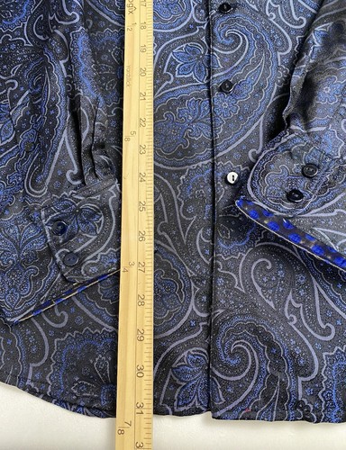 Camisa de seda Robert Graham edición limitada para hombre talla 2XL azul marino cachemira - Imagen 19 de 21