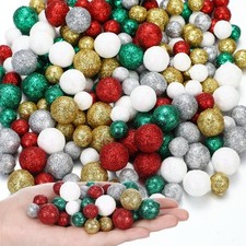 200 Pcs Christmas Multi Colored Foam Balls 5 Colors of Christmas Glitter Vase...
