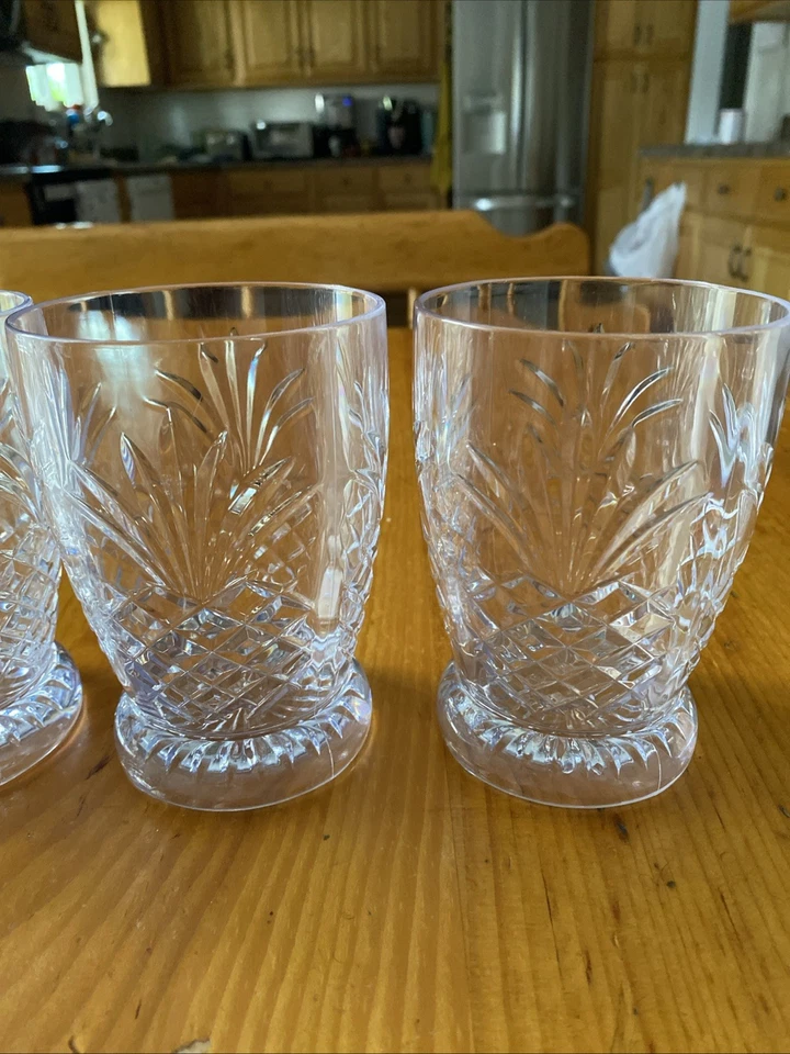 Juego de 4 vasos de plástico transparente acrílico aspecto vidrio cortado 16 OZ Foto 3 de 4